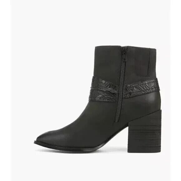 New VIONIC “CARNELIA” BLACK LEATHER  ANKLE BOOTS/BOOTIES SIZE 8 - Picture 3 of 6